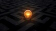 © Widdi - Breakthrough Idea and Solution Concept: Glowing Lightbulb Emerging from a Complex Maze