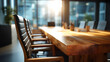 © Kateryna - Modern meeting room with solid wood table conference space professional environment corporate meeting area business venue contemporary design executive boardroom with copy