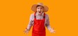 © Pixel-Shot - Angry young farmer on yellow background