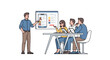 © aryanaditiro - Vector illustration of startup founder presenting product demo to investors