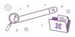 © NurUddin - Minimalist vector illustration of digital search failure or data not found concept, featuring a magnifying glass scanning an empty search bar leading to a document folder marked with an error cross