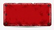 © MKS - The image is a close-up of a vintage rectangular signboard with a rusty red color and weathered texture, isolated on white