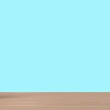 © Georgeta - Minimalist light blue wall and wooden floor background