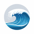 © Gopel - Stylized Ocean Wave Illustration in Circular Frame.