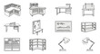 © Fadilah - workbench illustration workspace tools equipment for repair storage furniture in outline style for diy projects home improvement and workshop design