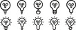 © StockHub - Lamp line icon set. Set of idea sign icon. Bulb icon collection. Light Bulb icon set, Idea icon symbol vector. Light Bulb line icon vector.