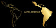 © cmmedia99 - Golden vector map of latin america and country lettering with golden name on black background,Golden line map of latin america,Latin america map ,Latin america,Vector editable.