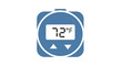 © STUDIO - Modern Digital Thermostat Displaying 72 Degrees Fahrenheit Temperature Setting.