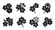 © asolaja - A collection of stylized cherry blossom branches are arranged in a simple monochrome palette.