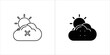 © BASHIRHSAN - Cloud with sun and cross icon, line art and silhouette