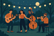 © Maxim Borbut - Outdoor jazz band performing at night under string lights