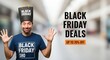 © adstockvision - Funny man with shopping bag on his head promoting black friday deals