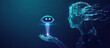 © FATNA - AI assistant in hand digital human head with circuit patterns concept for future technology and artificial intelligence