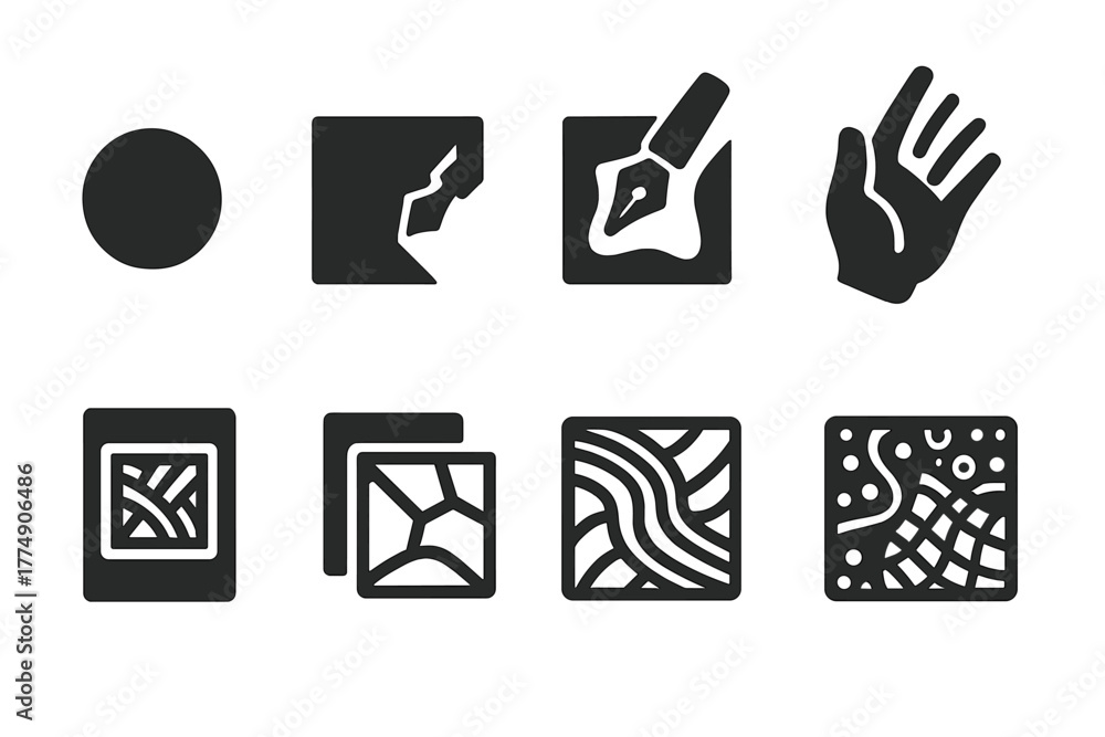Icon Tangled Process Zentangle Process Icons. Solid style icons of zentangle composition ...