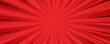 © 100yDesign - Vibrant red comic book sunburst background with radial rays and halftone dot pop art effect.
