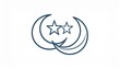 © RonaldBin - A minimalist graphic design featuring two crescent moons and two stars in a dark blue outline on a white background.