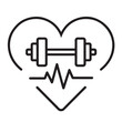 © M Bilal - Dumbbell and heartbeat line icon inside a heart shape vector illustration for healthcare fitness and wellness concepts isolated on white