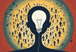 © wetzkaz - abstract illustration of a head full of tiny people and a lightbulb, symbolizing mental health challenges, cognitive overload, or social anxiety