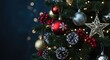 © A R - Festive Christmas Tree Decorations with Baubles, Pinecones, and Stars, Illuminated by Bokeh Lights