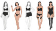 © Stock Image Paradise - Vector illustration concept of a diverse group of women wearing black lingerie sets