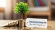 © Lightora - A miniature tree growing on a stack of coins representing child education savings