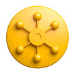 © sixth - Stylized yellow icon on black background, circle with interconnected spheres