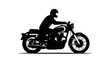 © studo - Silhouette of a motorcyclist on a classic bike creates a striking visual contrast on white space