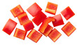 © Aether Io - Sliced vibrant red bell pepper pieces scattered showcasing fresh vegetable texture and color isolate red pepper chopped diced food healthy ingredient cooking