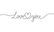 © julia - Love You handwritten inscription witn heart. One line drawing phrase hand writing calligraphy. Valentine's Day, Romance concept