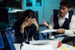 © NINENII - Colleague angry and blames the people for poor work, business people failure is not satisfied with the report.