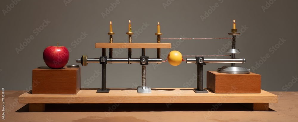 Physics demonstration using apparatus to illustrate fundamental motion ...