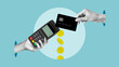 © Andrii - Hands hold POS terminal contactless payment credit card transaction. A wireless payment transaction using a bank card and electronic banking technology