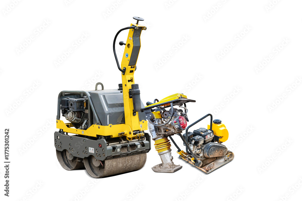 Photo Stock Soil compaction equipment for construction work. Roller ...
