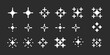 © Bijoy - Collection of pixelated starburst and sparkle icons with different designs and sizes on a dark background