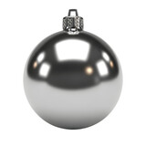 Shiny Silver Christmas Ornament Bauble with Decorative Hanging Cap.