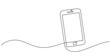 © Shovo - Mobile phone in one line art style. Phone drawing with editable black stroke on white background. Vector illustration. Smart phone continuous one line drawing and minimalist style isolate outline