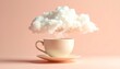 © SnerdCo - Dreamy Coffee Break A Cup with a Cloud of Steam on a Pastel Background