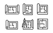© 123levit - Architectural blueprint set with icons showcasing floor plans and measurement tools in linear style