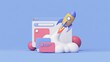 © Adobe worker  - 3D cartoon rocket launching from browser window with abstract shapes and smoke startup 3D Business App Icon with Modern Digital Interface