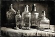© Vilius - collection of antique bottles on draped fabric