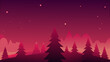 © MSTSUFIA - Stylized landscape with pine trees under a starry sky in shades of red and magenta tones