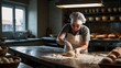 © FutureBrains Studio - Bakery preparing bread with baker at work captured in a traditional setting showcasing craftsmanship, fresh ingredients, and the artisanal process of handmade bread preparation