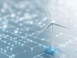 © Po - A digital representation of a wind turbine on a tech-inspired background, symbolizing renewable energy and innovation.