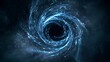 © Tarwiyah - Glowing blue stellar energy spirals into a dark central void in deep space