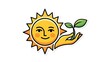 © Unique Stock For You - Sun holding a seedling, symbolizing growth and new beginnings, fostering a sustainable future
