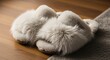 © PixelPro Creative - Cozy and fluffy slippers on a wooden floor, inviting relaxation and comfort, perfect for a restful day at home, soft and warm
