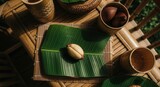 Exotic Fruit Arrangement on Bamboo Table Setting in Tropical Island Ambiance