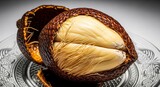 Exquisite Salak Fruit Reveals Creamy Flesh, Displayed Beautifully on an Elegant Plate