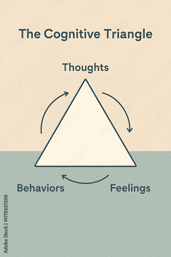 Cognitive Triangle CBT Infographic of Thoughts, Feelings, and Behaviors ...