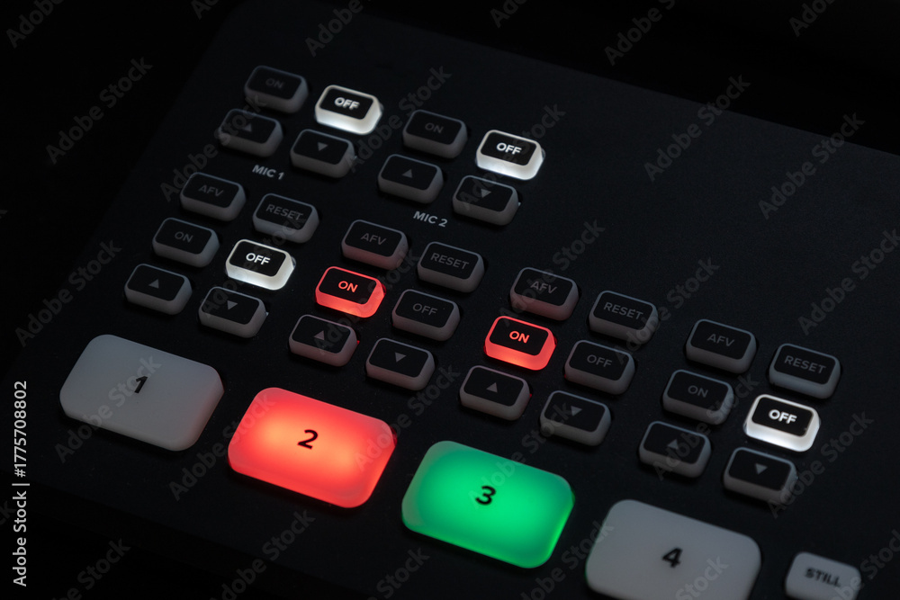 Foto de Stock Professional video switcher and software control panel in ...